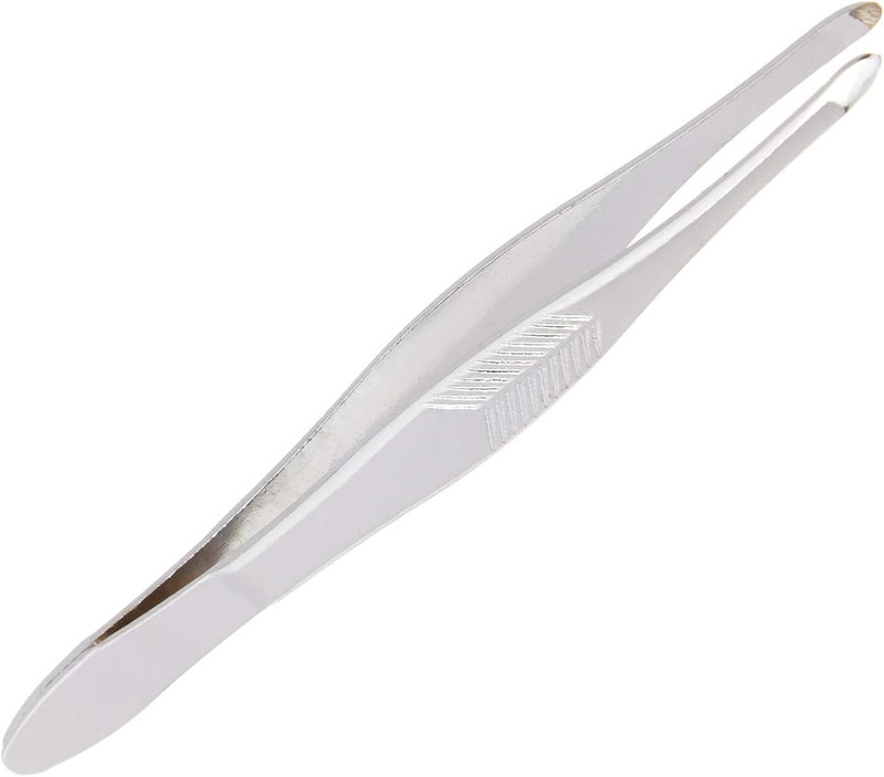 Trim Blunt Tip Tweezers with Textured Grip - Silver Metal - Image 1